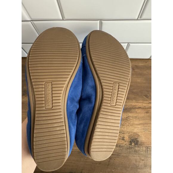 Lands End Woman Blue Suede Penny Loafers Size 7/12 511643 - Picture 5 of 6
